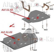 Защита Alfeco для редуктора Acura MDX III 2014-2021